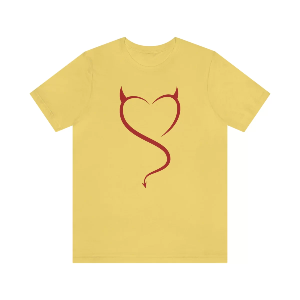 Unisex T Shirt Devil Heart Yellow Front