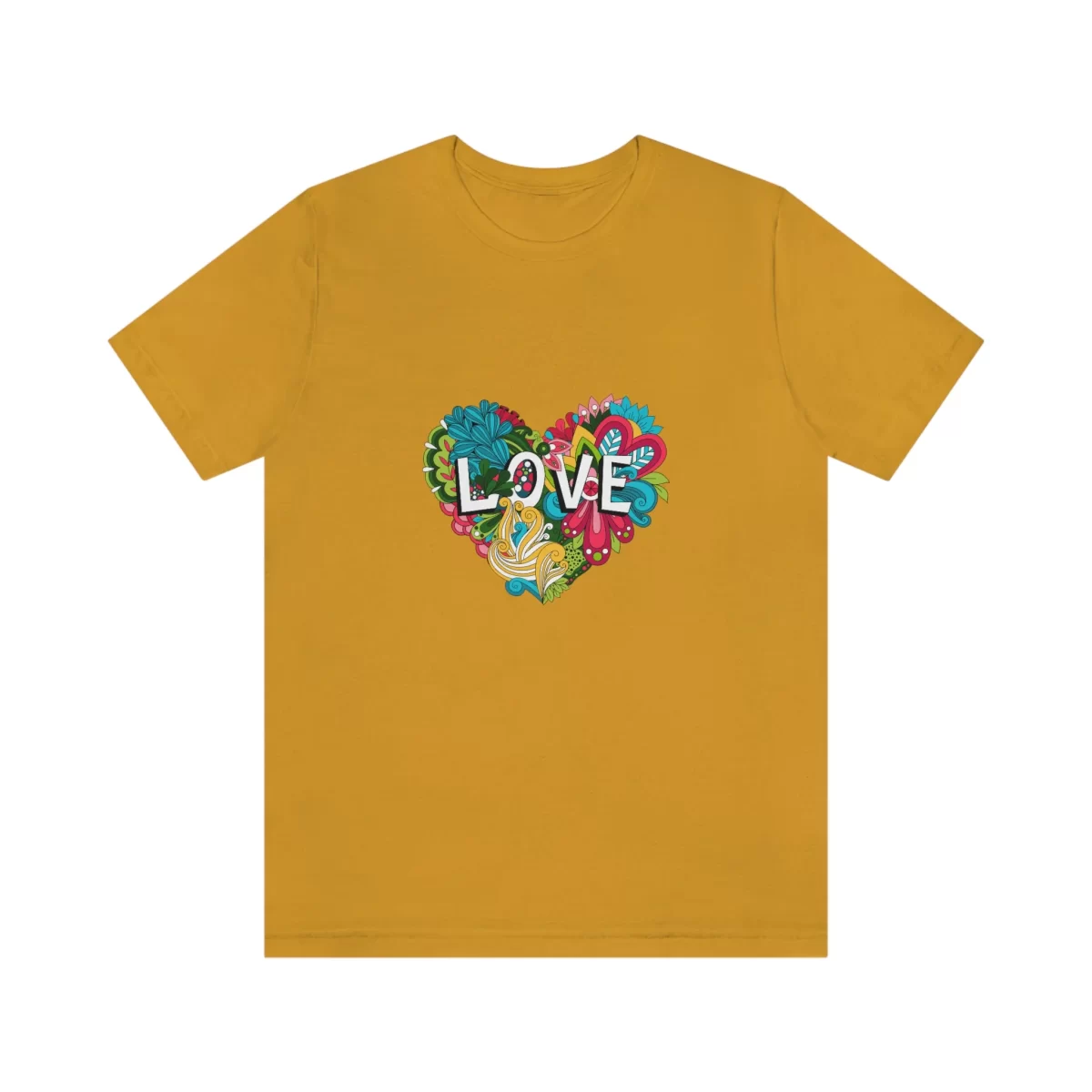 Unisex T-Shirt Doodle LOVE Mustard Front
