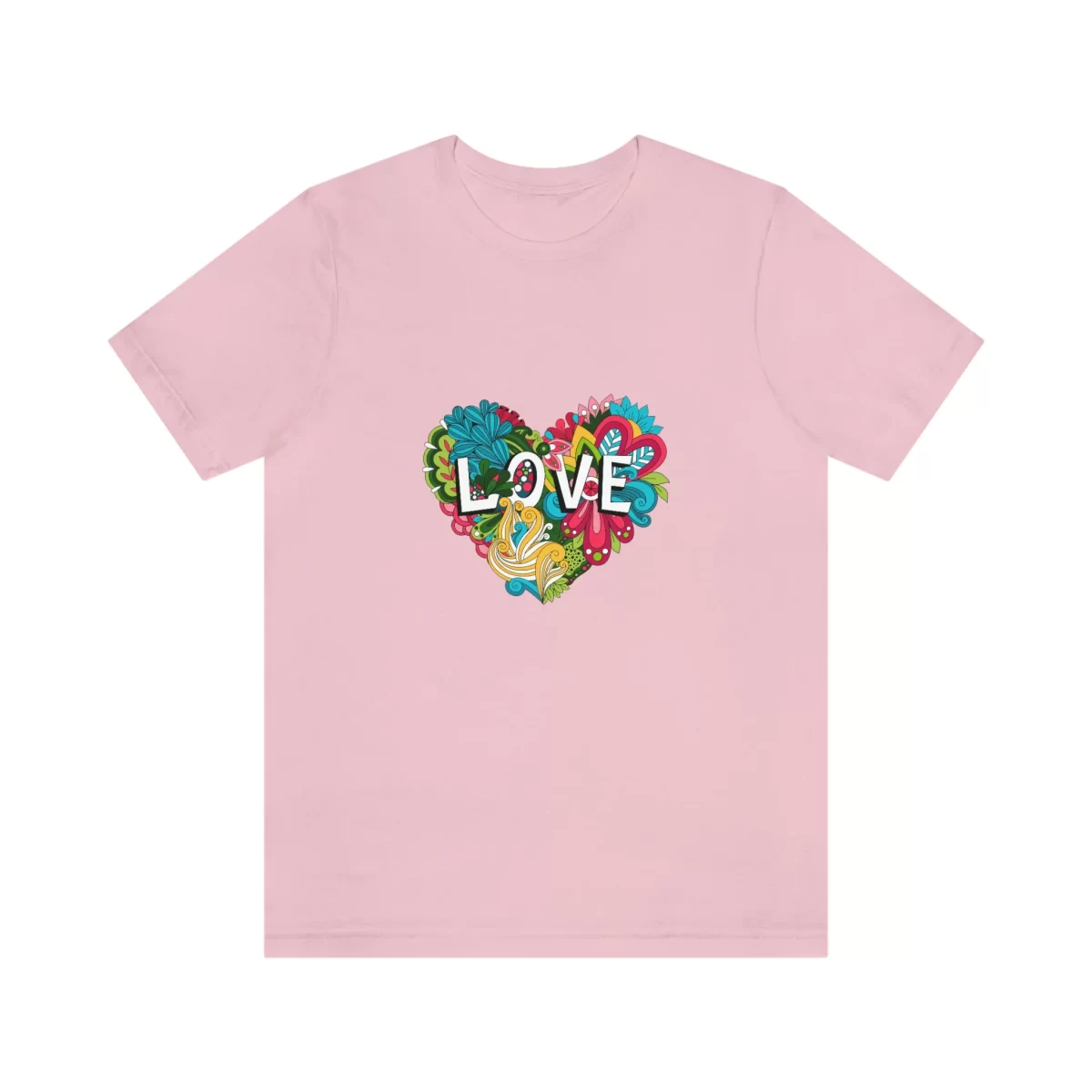 Unisex T-Shirt Doodle LOVE Pink Front