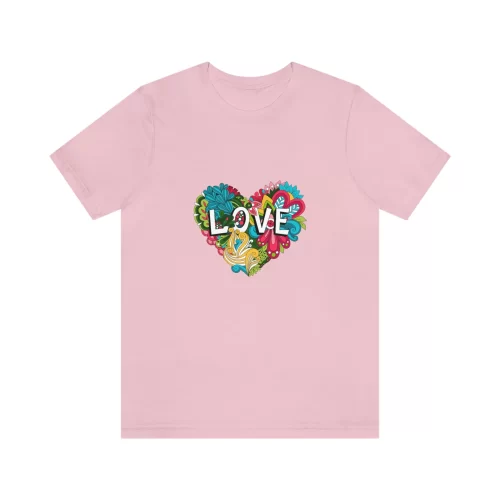 Unisex T-Shirt Doodle LOVE Pink Front