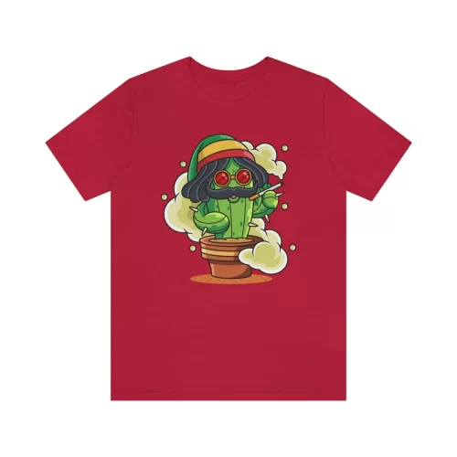 Unisex T Shirt Smoke Cactus Red Front