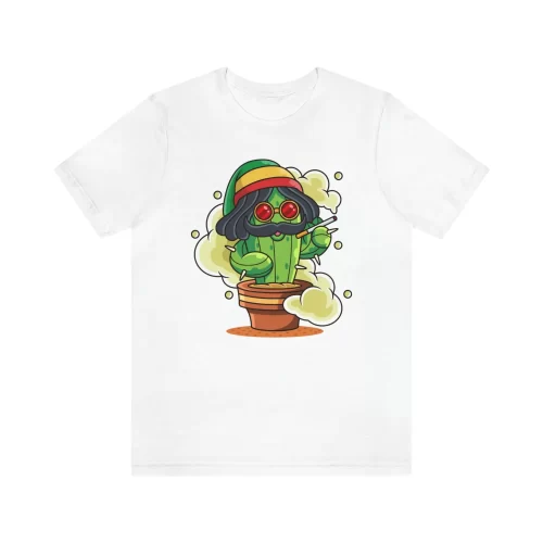 Unisex T Shirt Smoke Cactus White Front