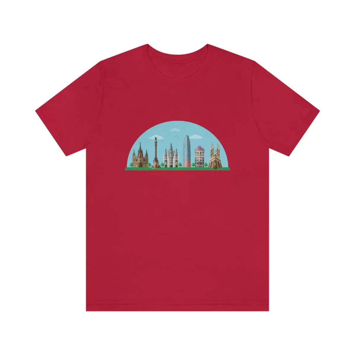 Unisex T Shirt Barcelona Red Front